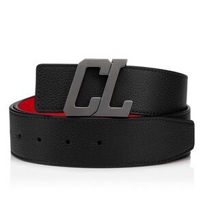 Christian Louboutin Black Belt with Silver Buckle